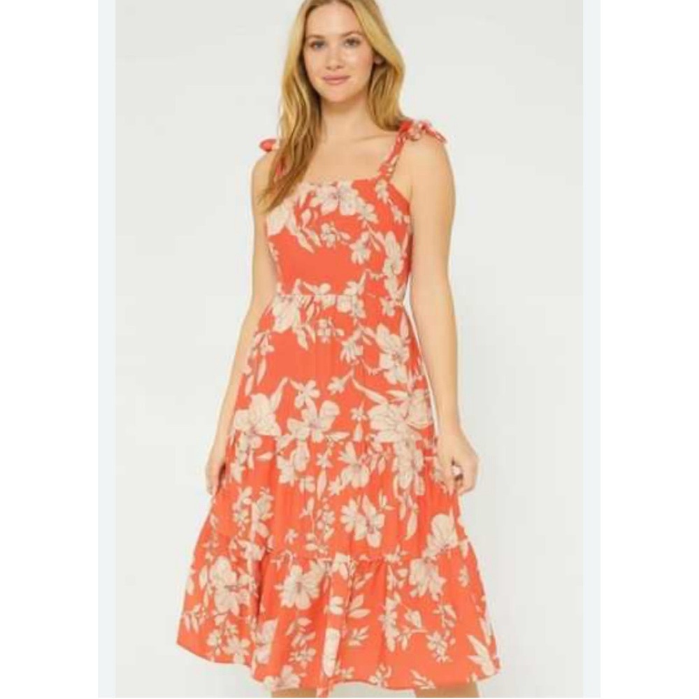 Social Standard By Sanctuary Dress S Tiered Sundress Beach Prairie Peasant Coral